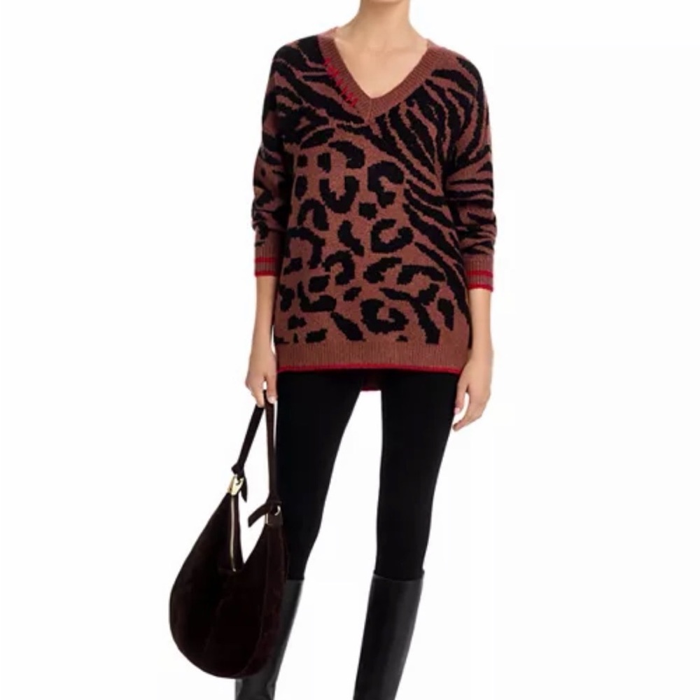 Vintage Havana Black and Brown V-Neck Sweater